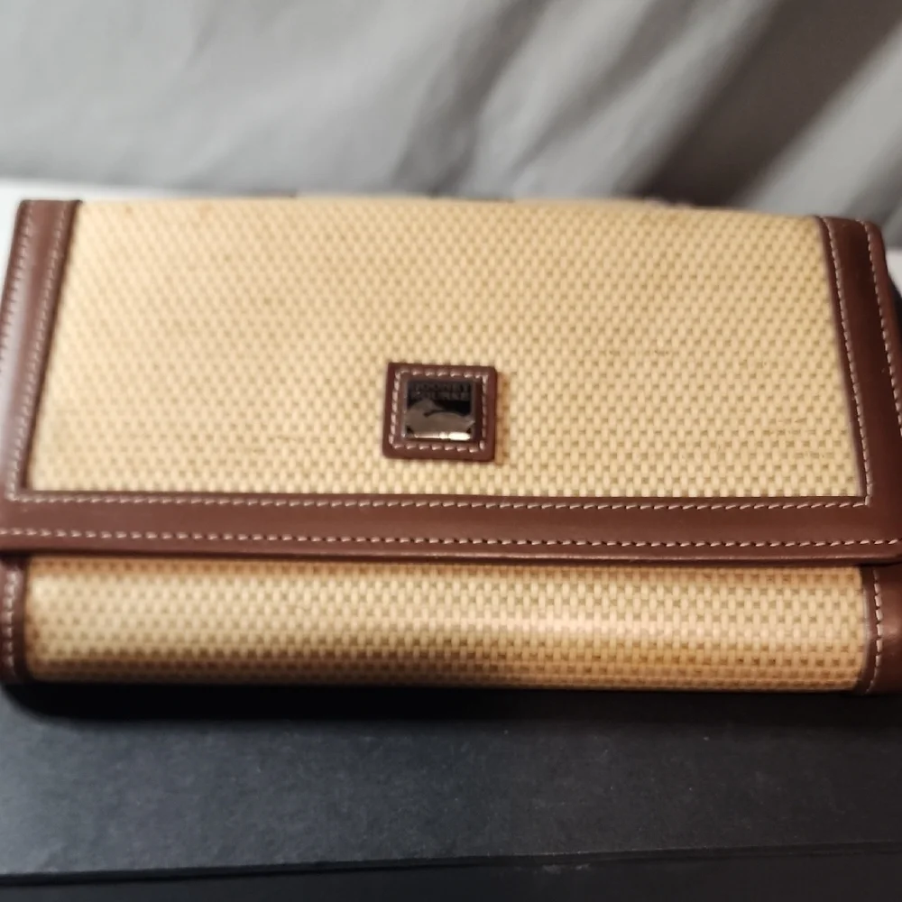 Dooney & Bourke Woven Tan and Brown Clutch